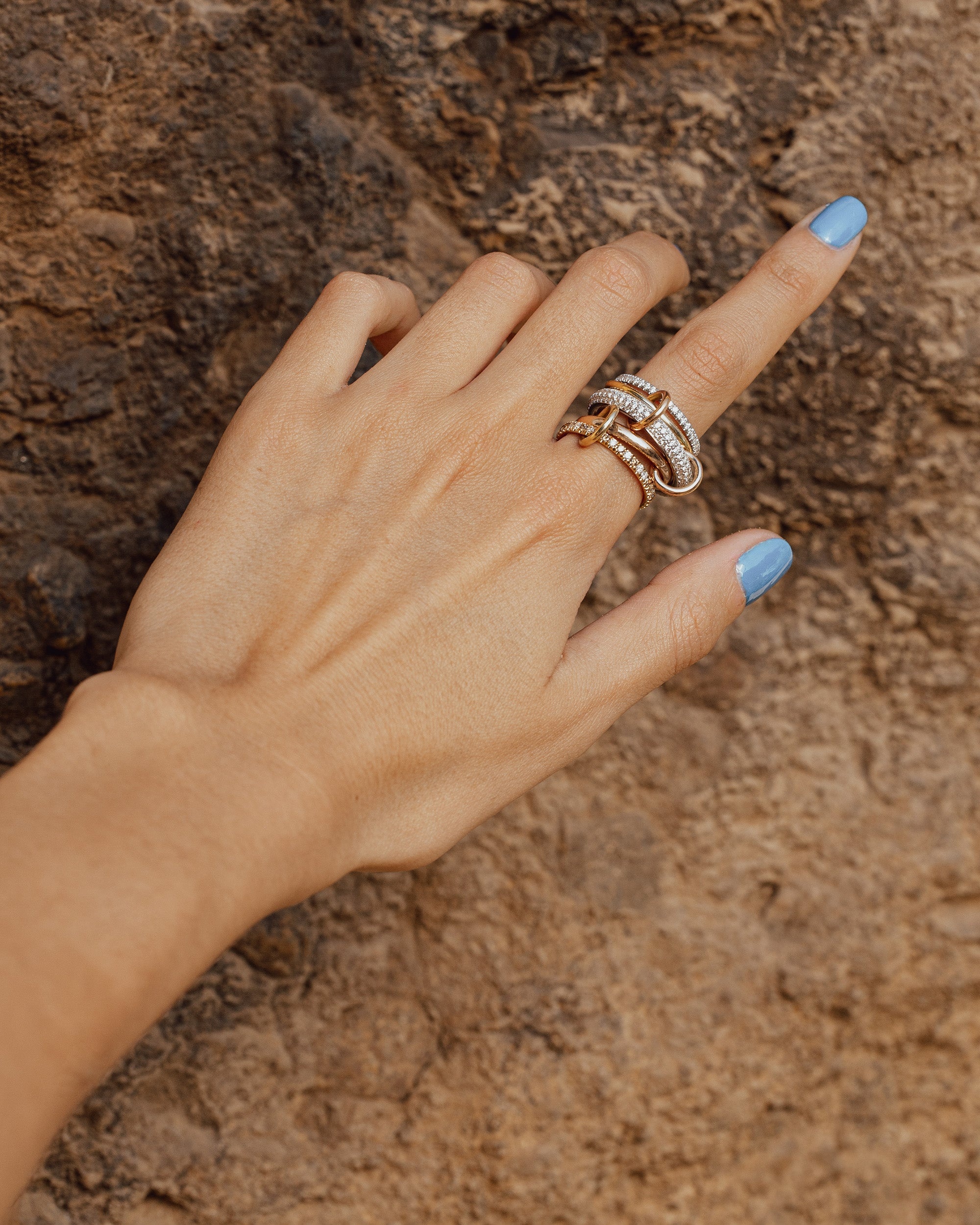 Leo 18K Mixed Gold Diamond Linked Rings - 2