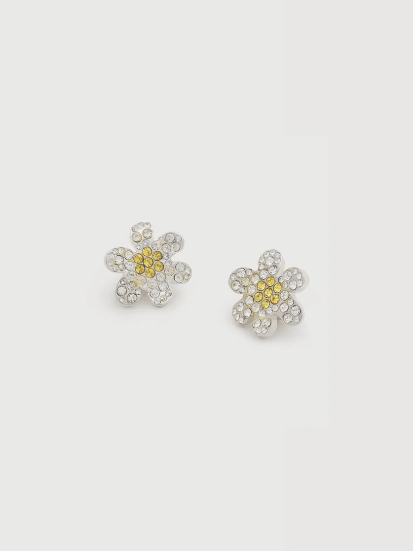 DAISY STUD EARRINGS WITH PAVÉ RHINESTONES - 1