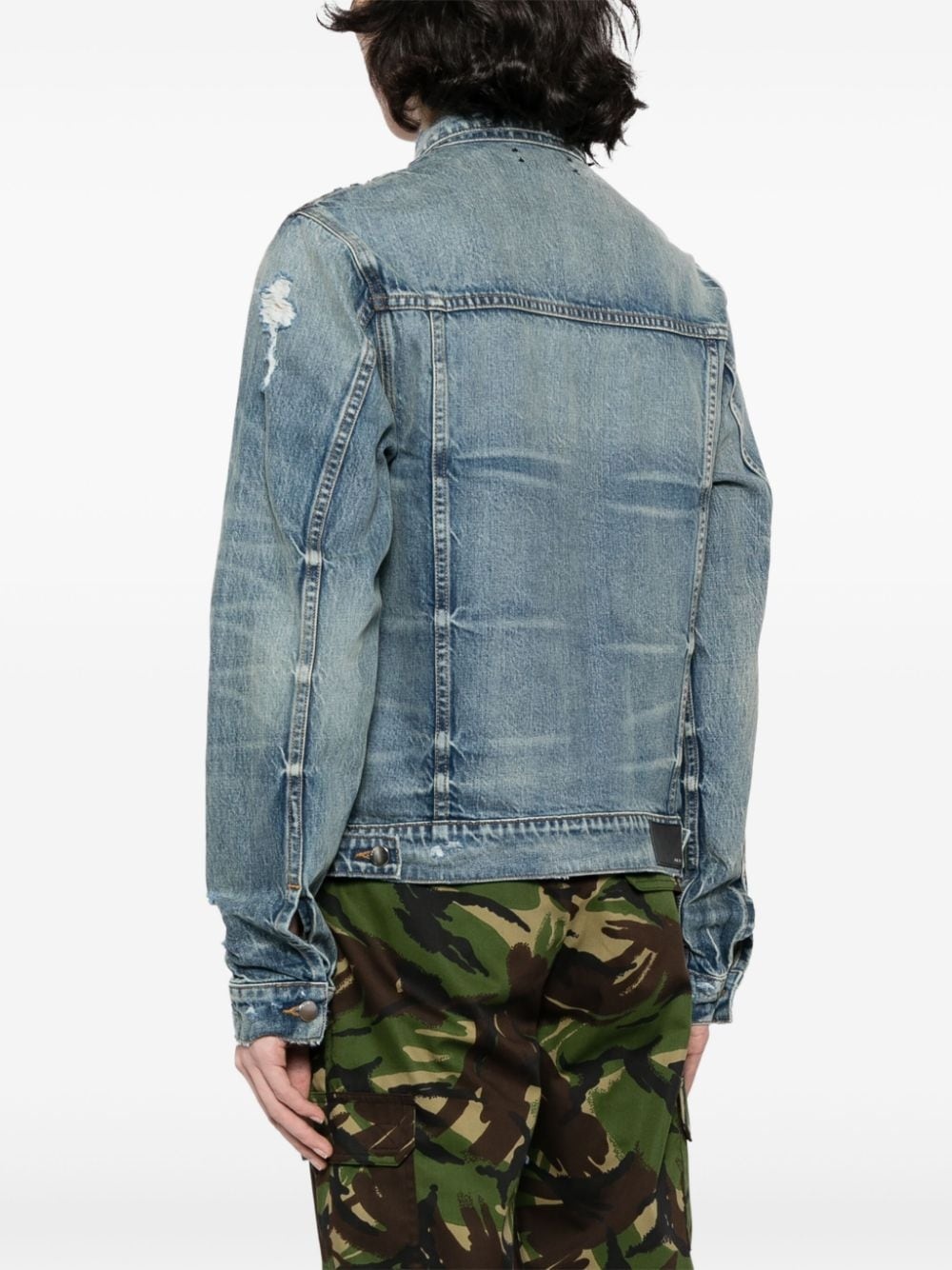 distressed-effect denim jacket - 4