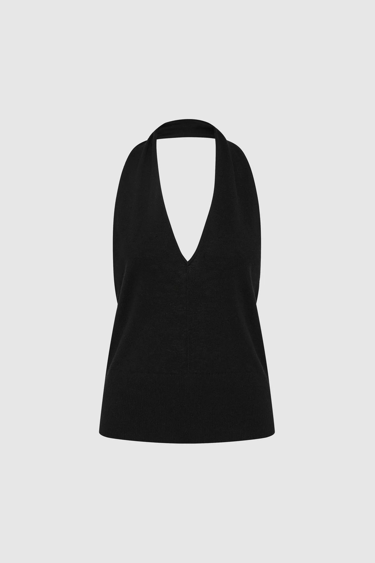 Fine Merino Halter Top - Black - 1