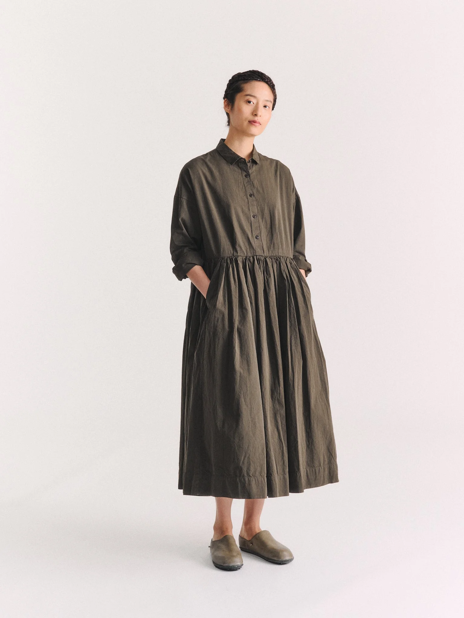 STEPHANIE DRESS - PAPER COT - DARK KHAKI - 1
