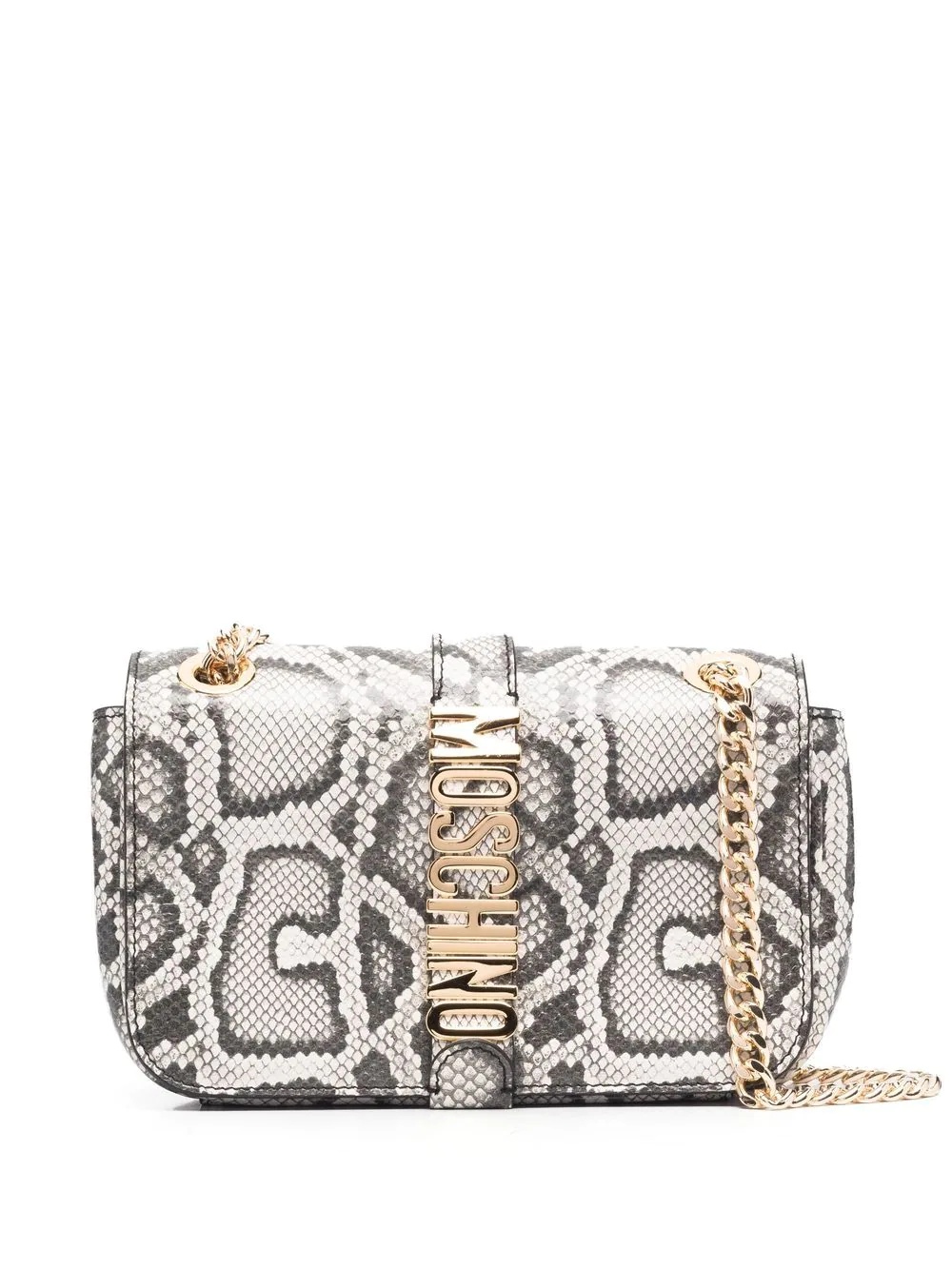 snakeskin-effect leather shoulder bag - 1