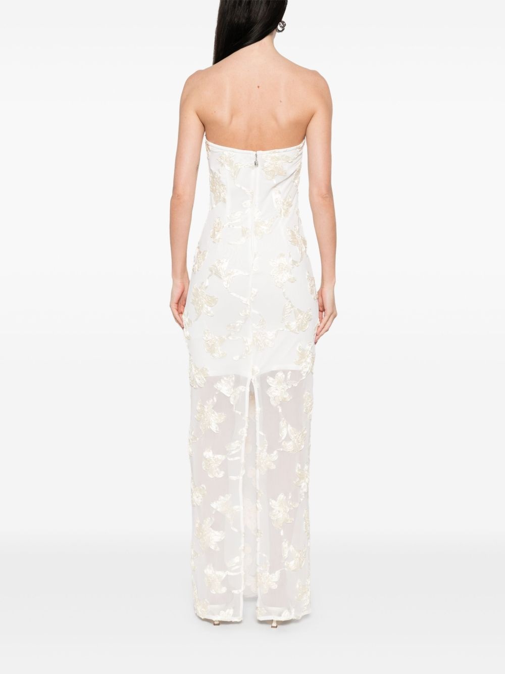 floral-appliqué tulle maxi dress - 4