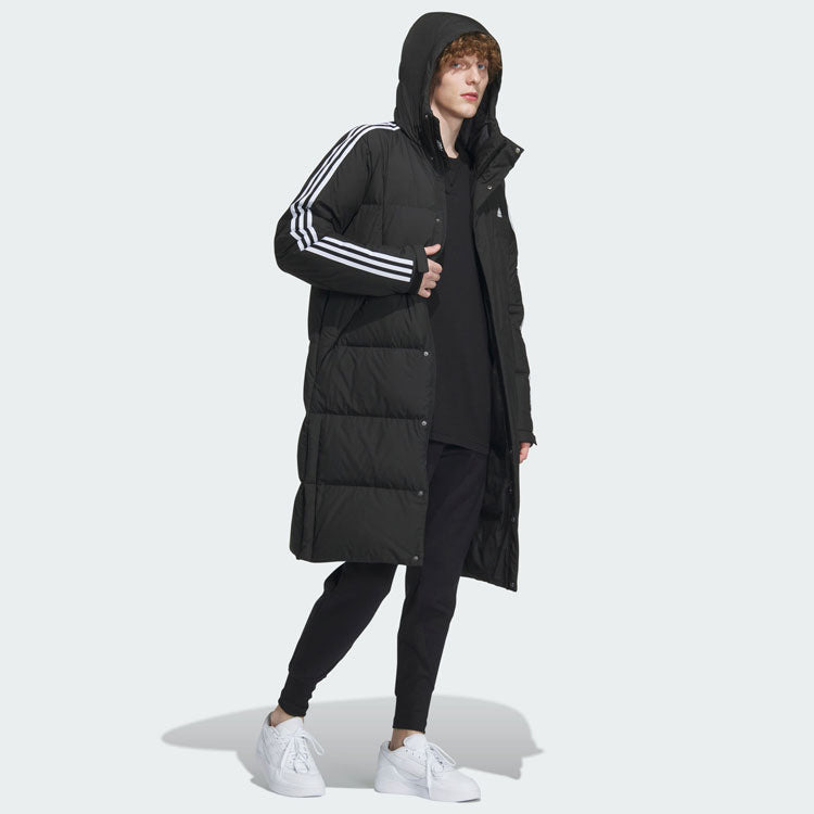 adidas 3-Stripes Long Down Jackets 'Black' IT8714 - 4