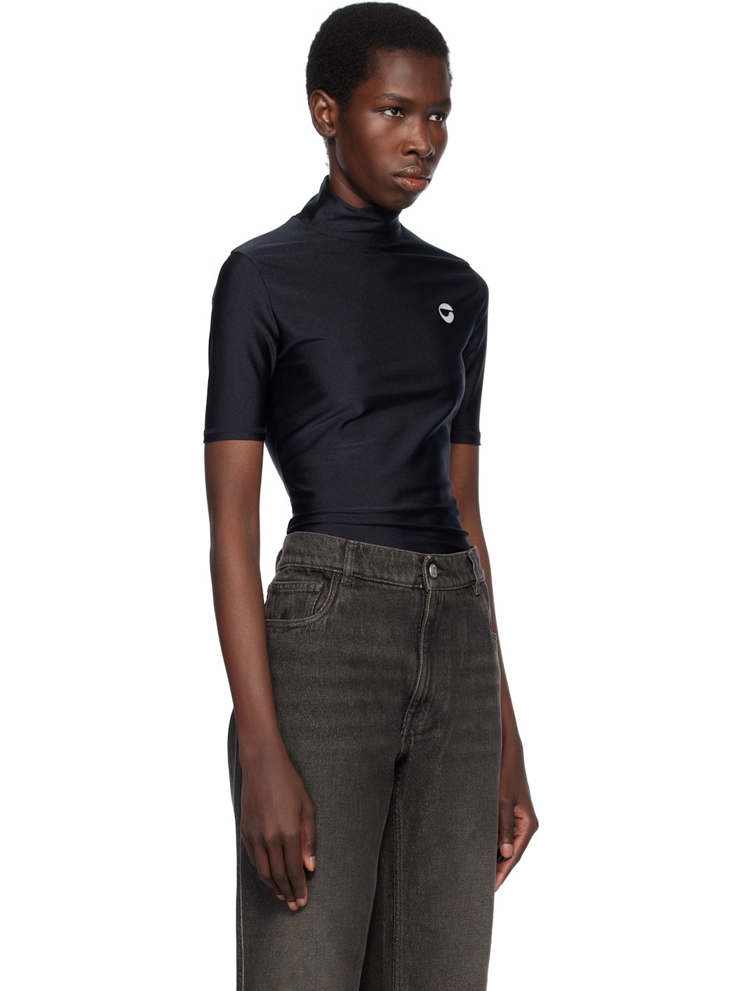 Black High Neck Fitted Top - 2