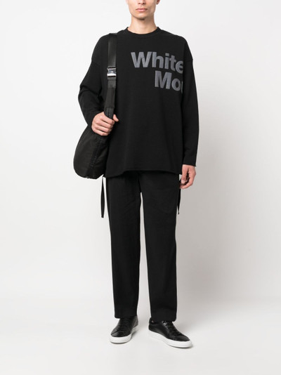 White Mountaineering logo-print draped-strap sweatshirt outlook