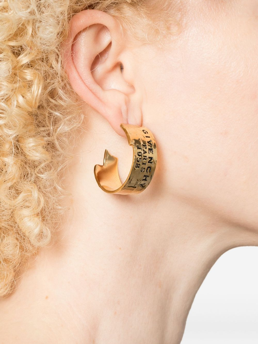 logo-engraved hoop earrings - 2