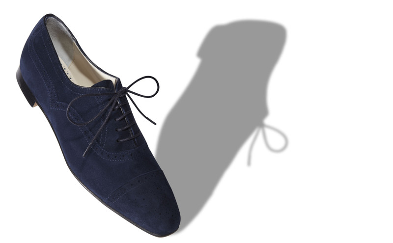 Manolo Blahnik Navy Suede Lace-up Brogues outlook