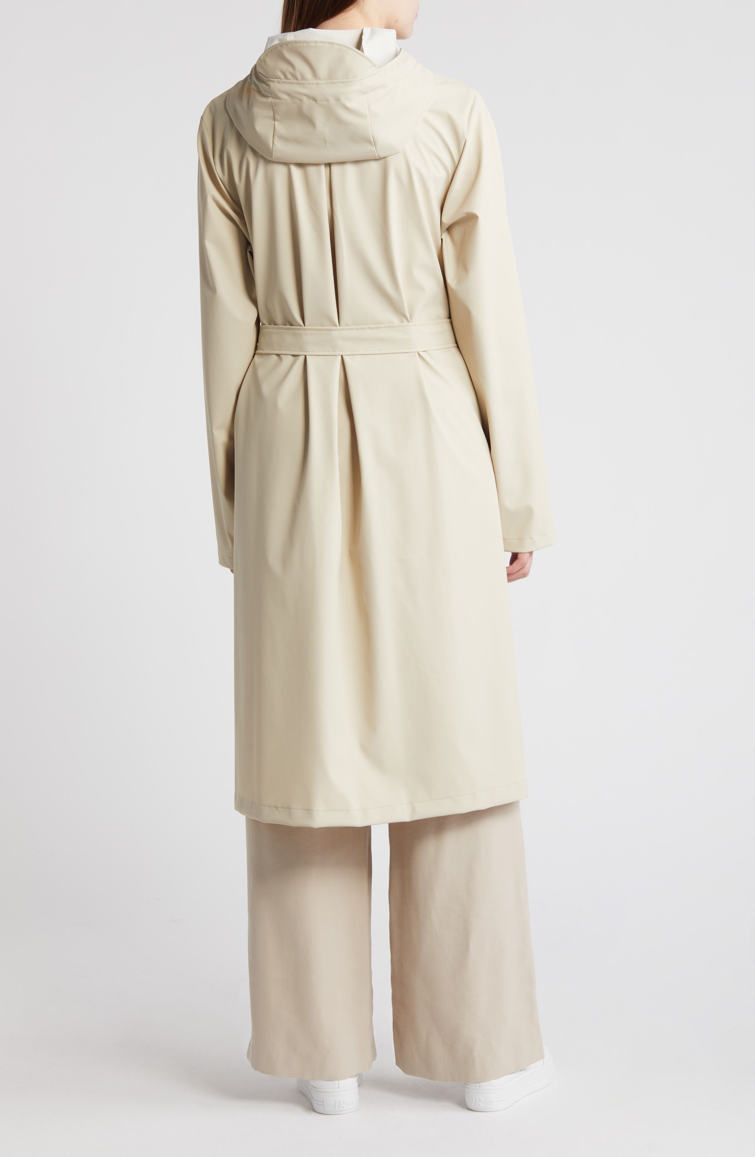 Rains Waterproof A-Line Long Raincoat in Dune at Nordstrom - 2