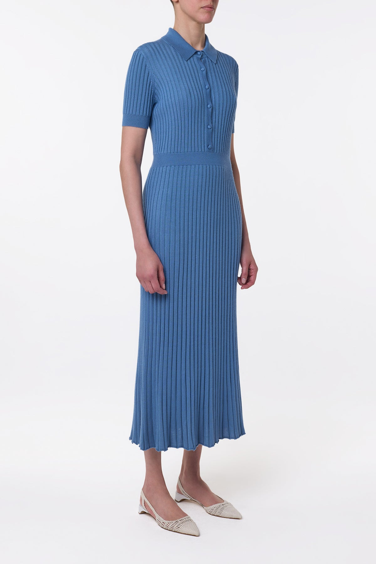 Amor Knit Midi Dress in Sky Cashmere Silk - 3