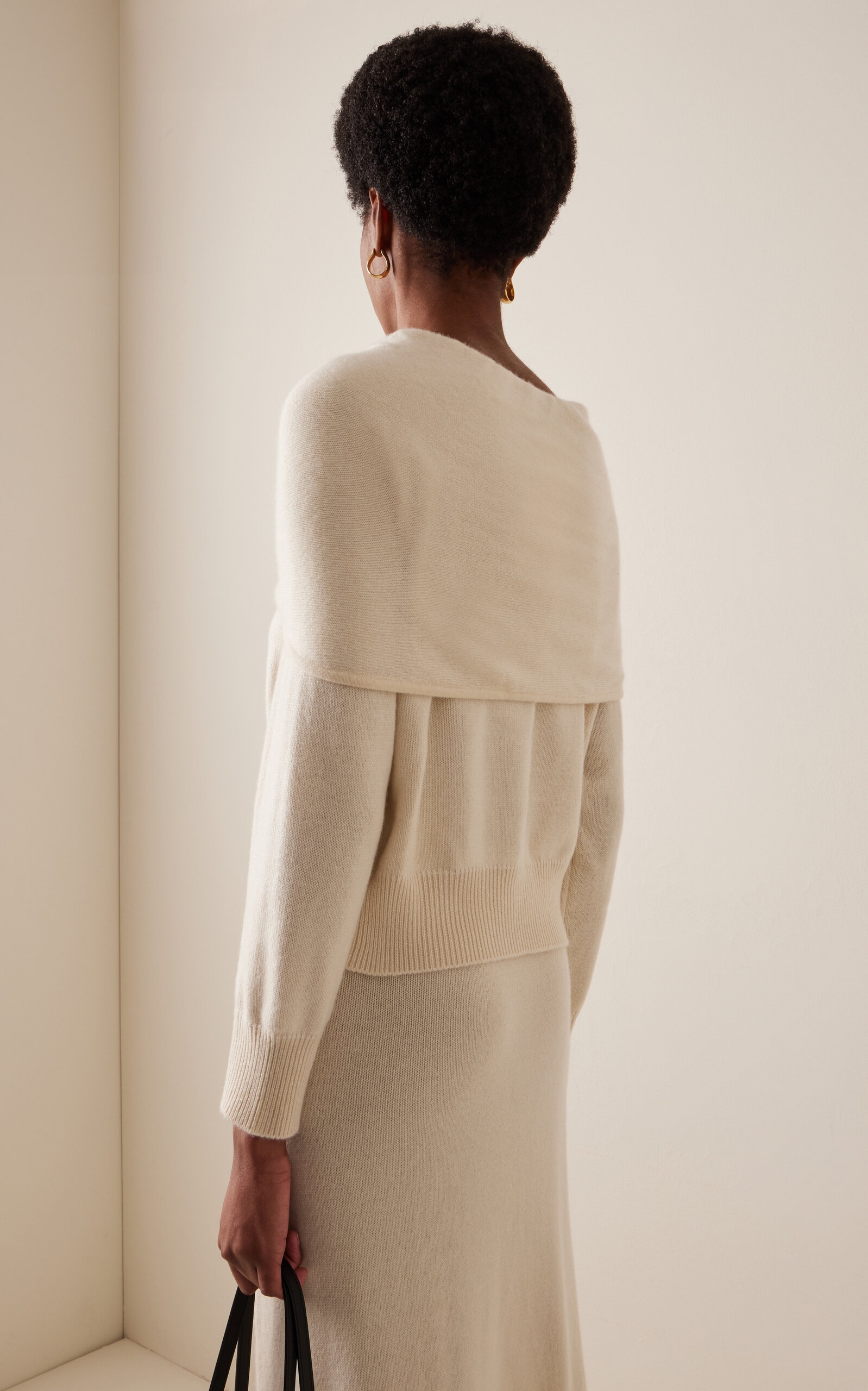 Malia Scarf-Detail Knit Cashmere Sweater ivory - 4
