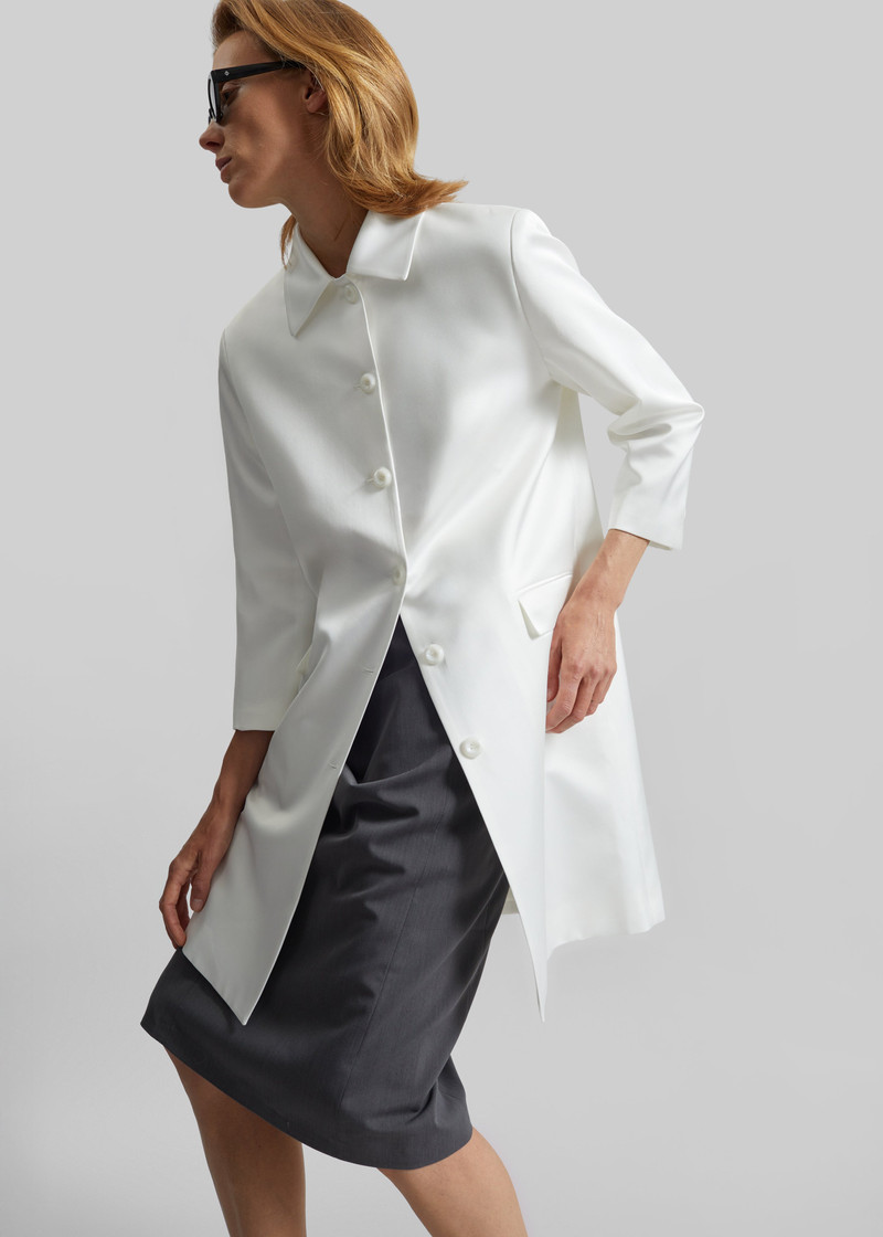 Vavin Satin Long Jacket - White 3