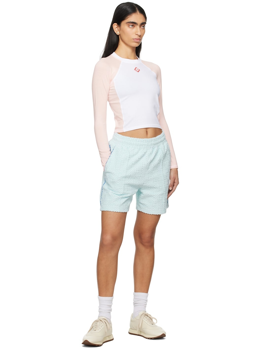 White & Pink Raglan Long Sleeve T-shirt - 4