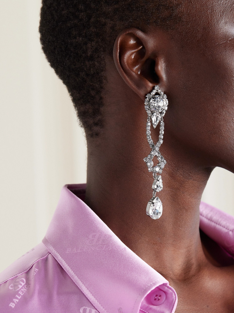 BALENCIAGA Palazzo Silver-tone Crystal Earrings outlook
