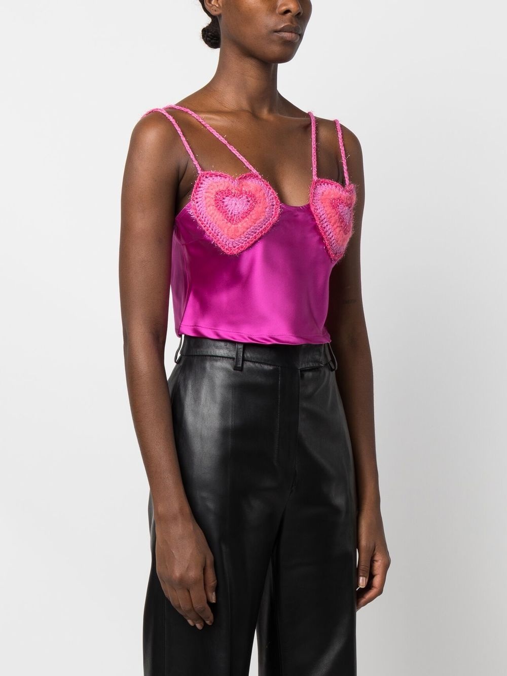 heart-crochet cropped camisole - 3