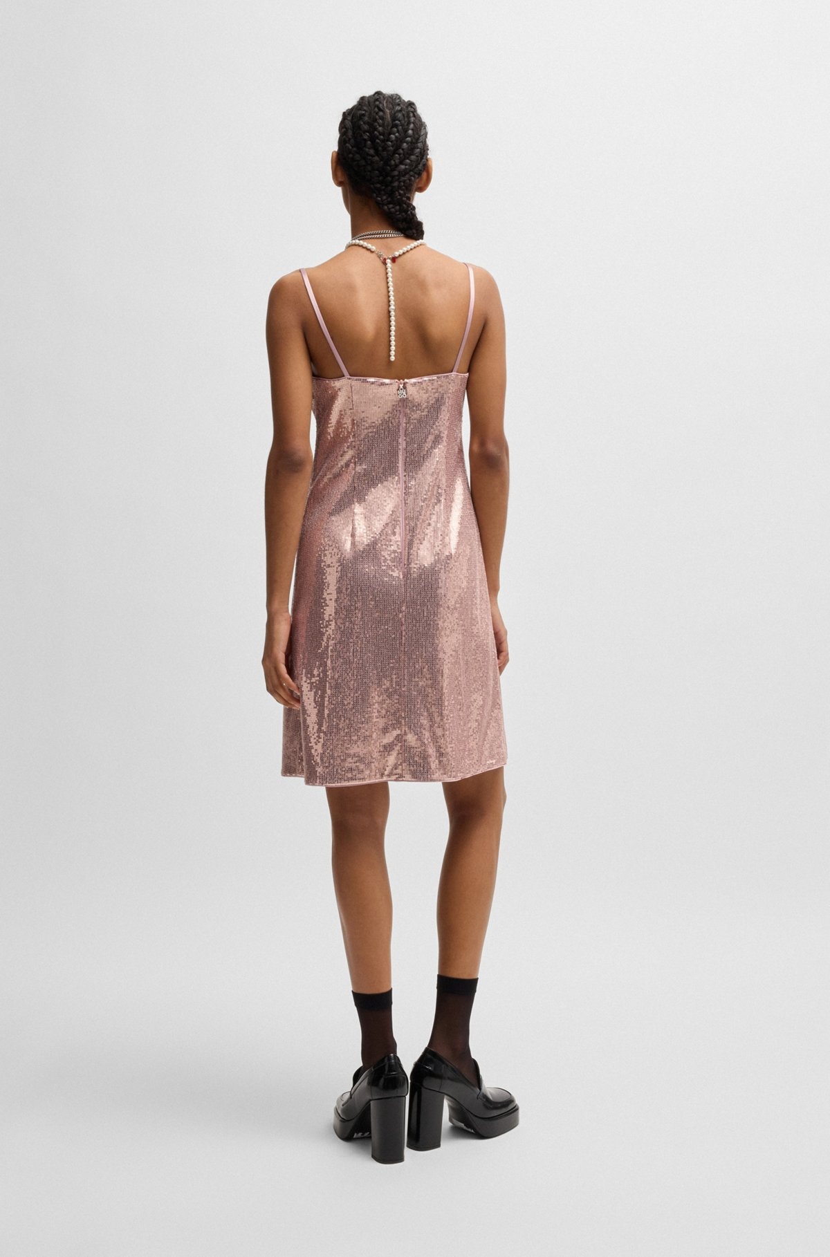 STRAPPY DRESS WITH ALL-OVER SEQUIN EMBELLISHMENTS - 4