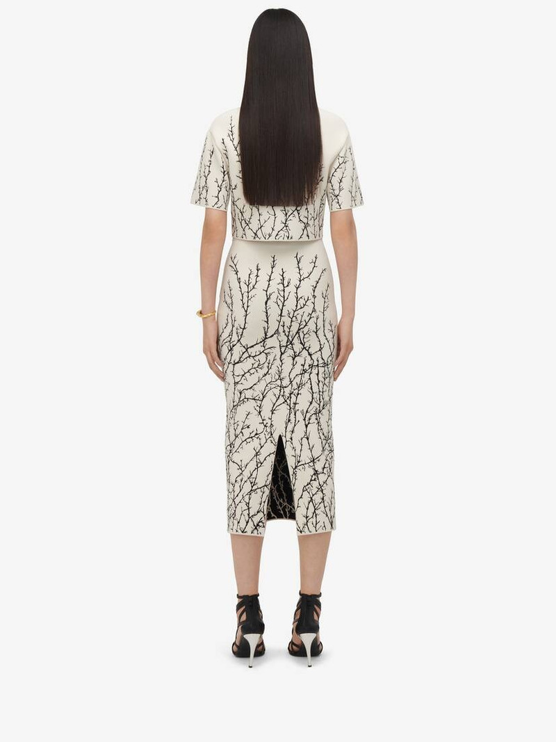 Women's Thorn Branches Crop Top in Ivory/black 5
