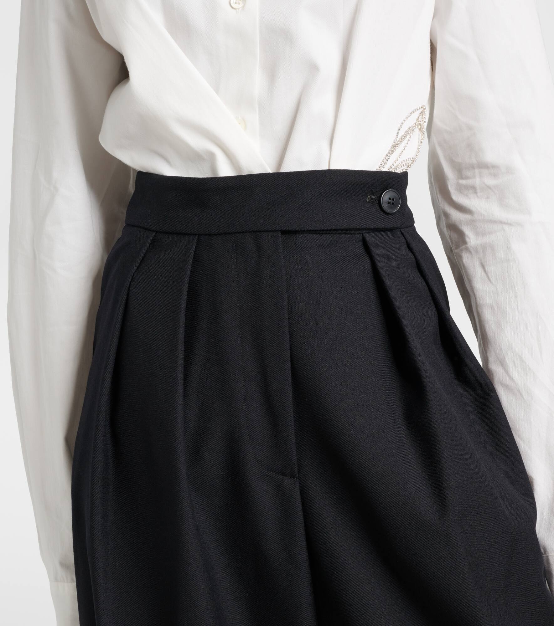 Pleated wool wide-leg pants - 4