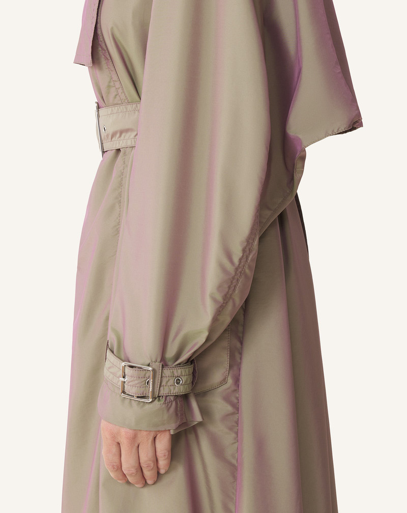 BLACK FLOWING TAFFETA TRENCH COAT 6