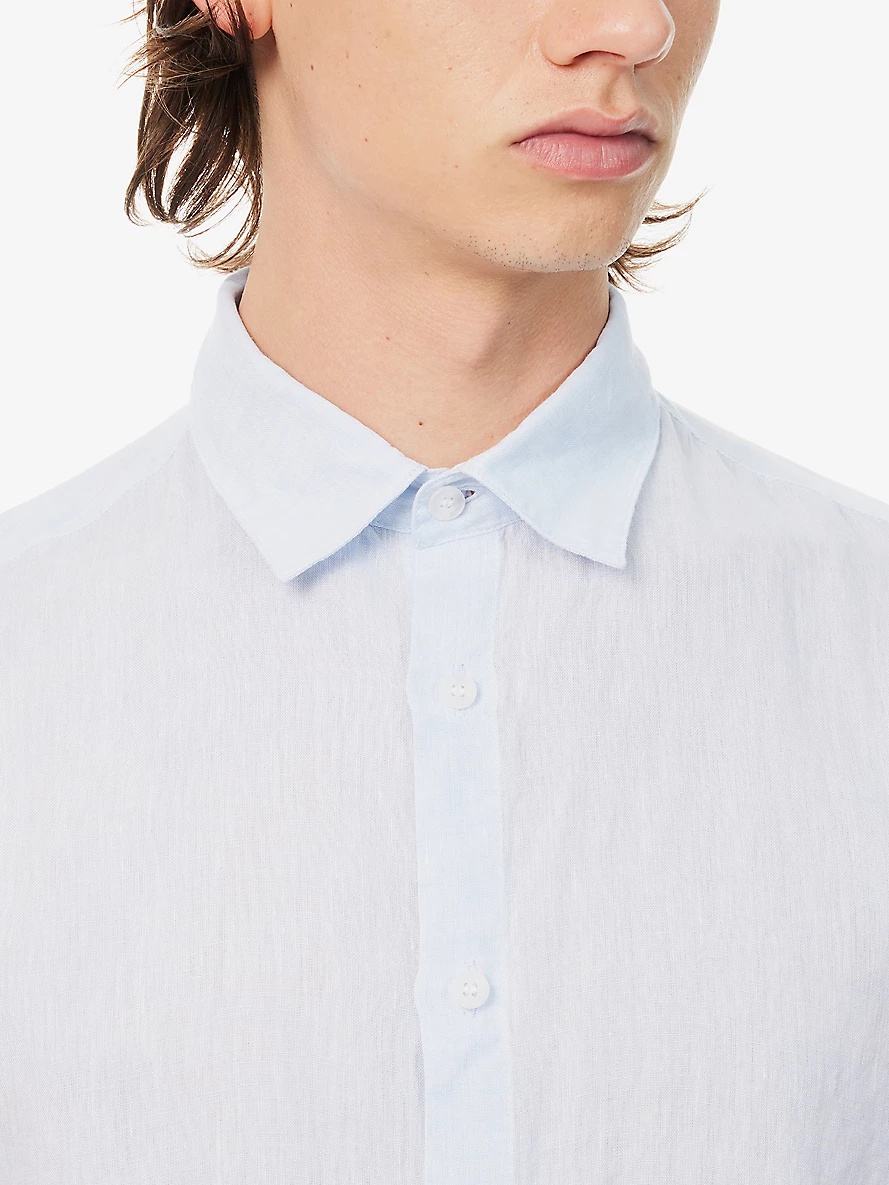 Curved-hem regular-fit linen shirt - 5