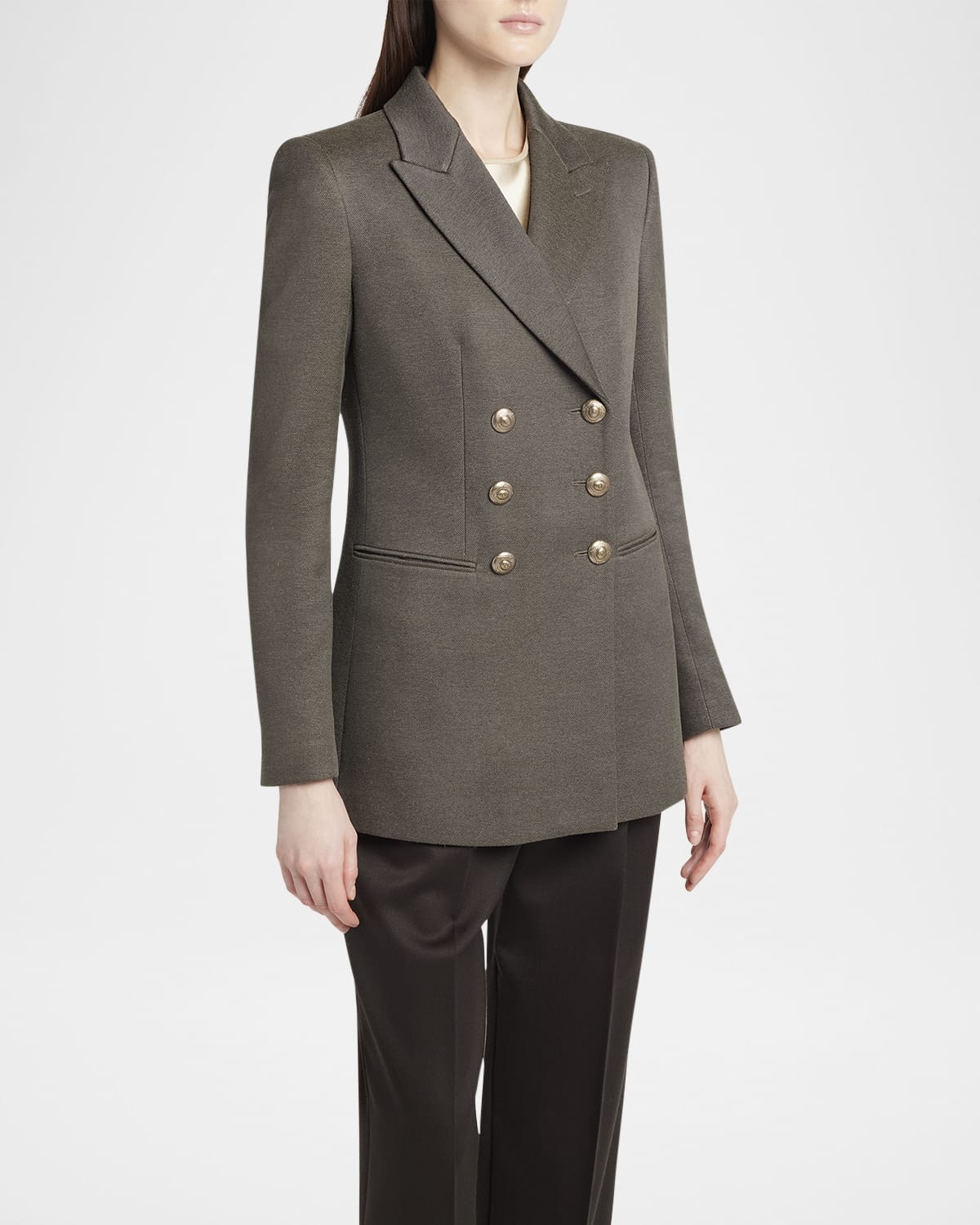 Silk Cotton Double-Breasted Blazer - 4