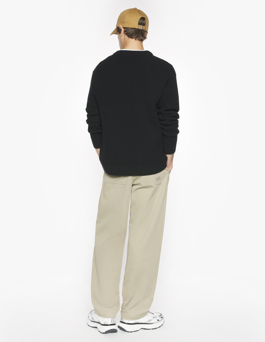 FOX HEAD WOOL RIBBED JUMPER - 5