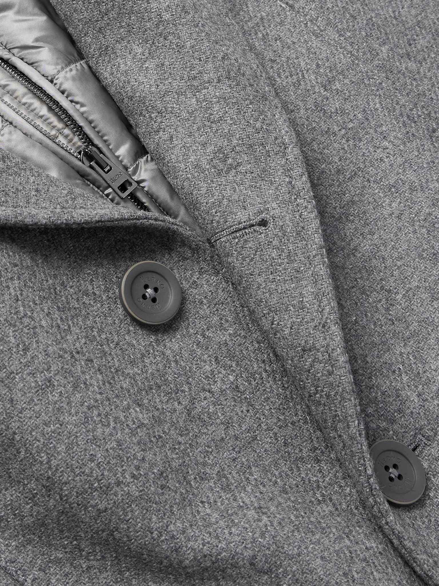 Convertible Padded Wool-Blend and Quilted Shell Coat Gray - 5