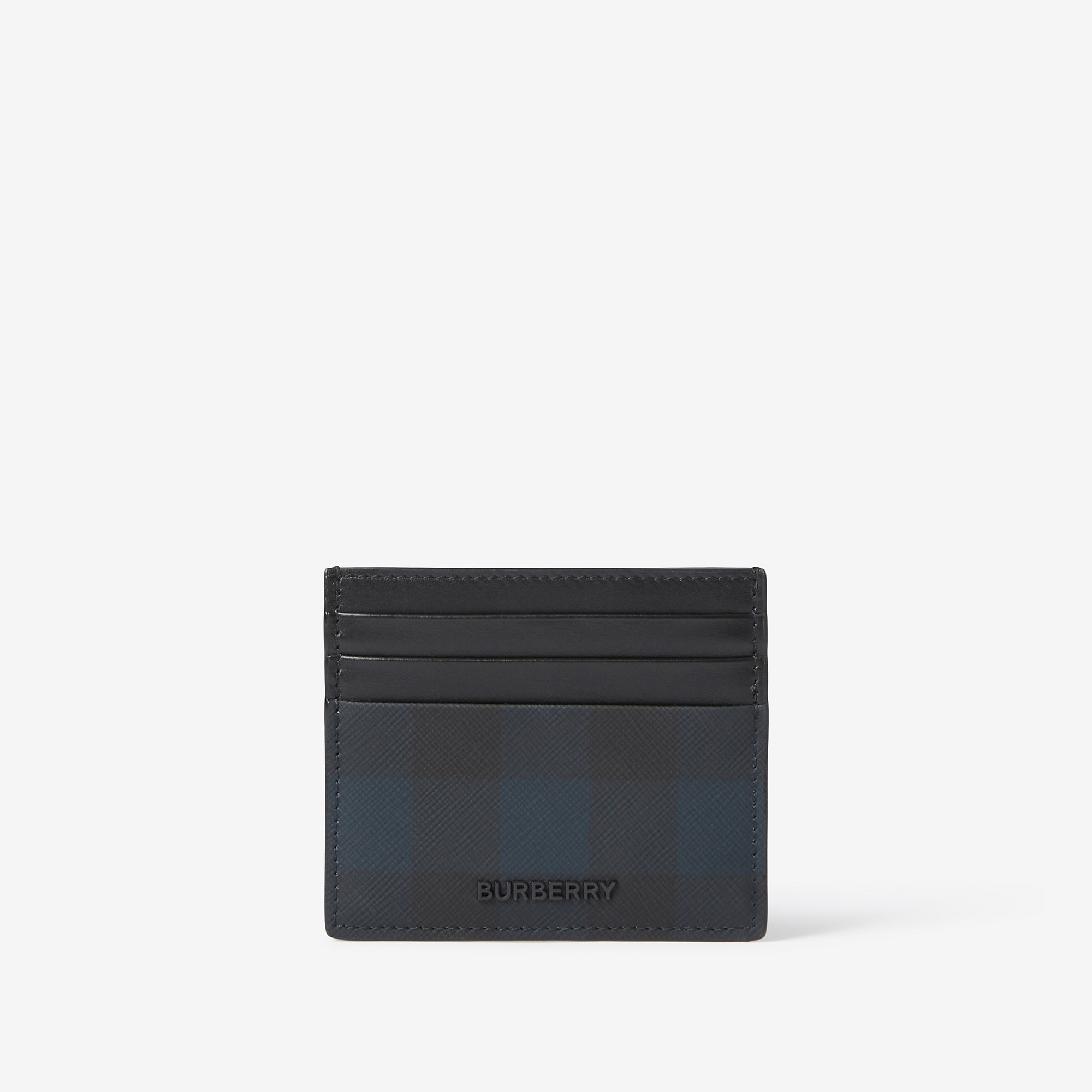 Check and Leather Card Case - 1
