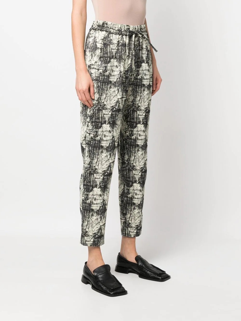 drawstring-waist patterned trousers - 3