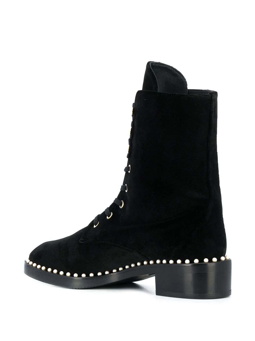 pearl-embellished lace-up boots - 3