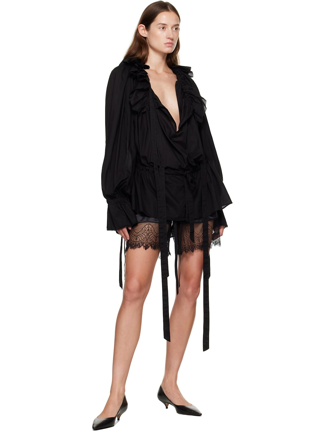 Black Ruffled Minidress - 4