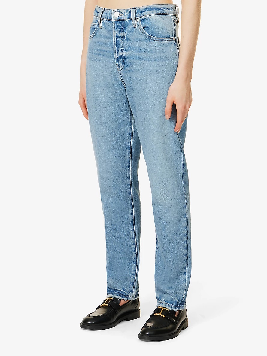 Logo-embellished straight-leg high-rise recycled denim-blend jeans - 3