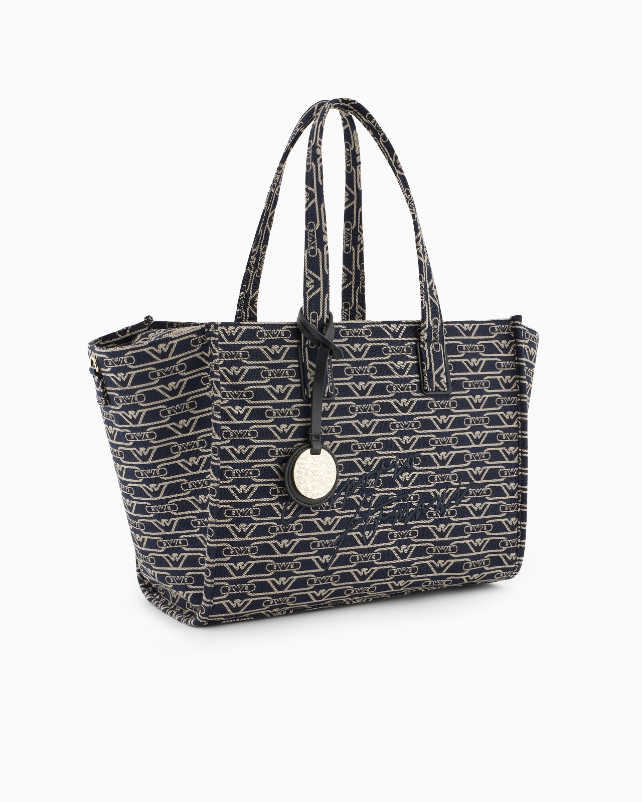 MEDIUM SHOPPER BAG IN JACQUARD CANVAS WITH ALL-OVER MONOGRAM - 2