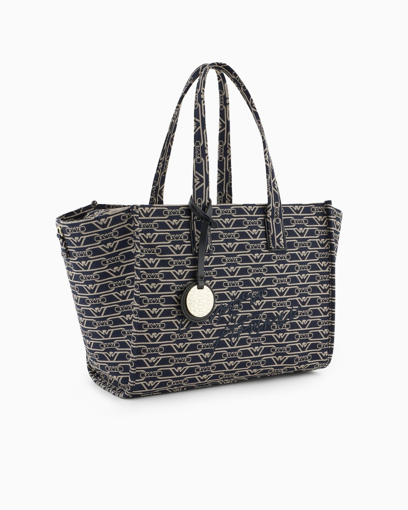 EMPORIO ARMANI MEDIUM SHOPPER BAG IN JACQUARD CANVAS WITH ALL-OVER MONOGRAM outlook