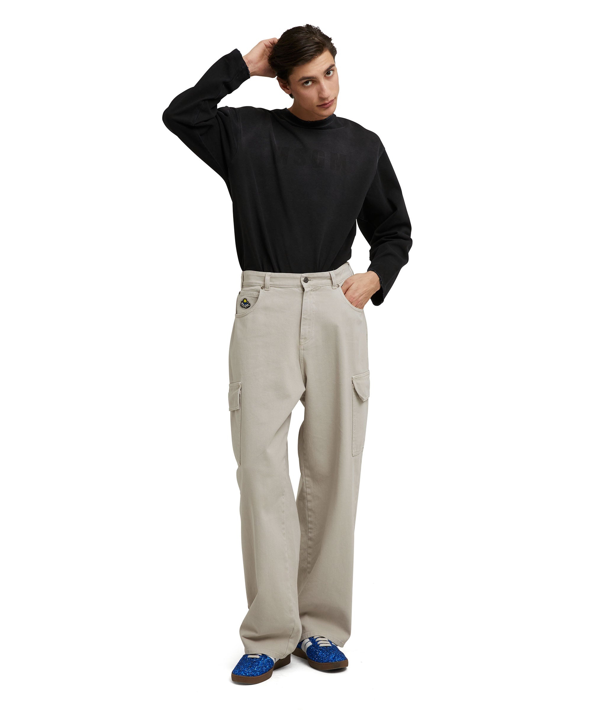 Cotton crewneck t-shirt with MSGM large logo print - 5