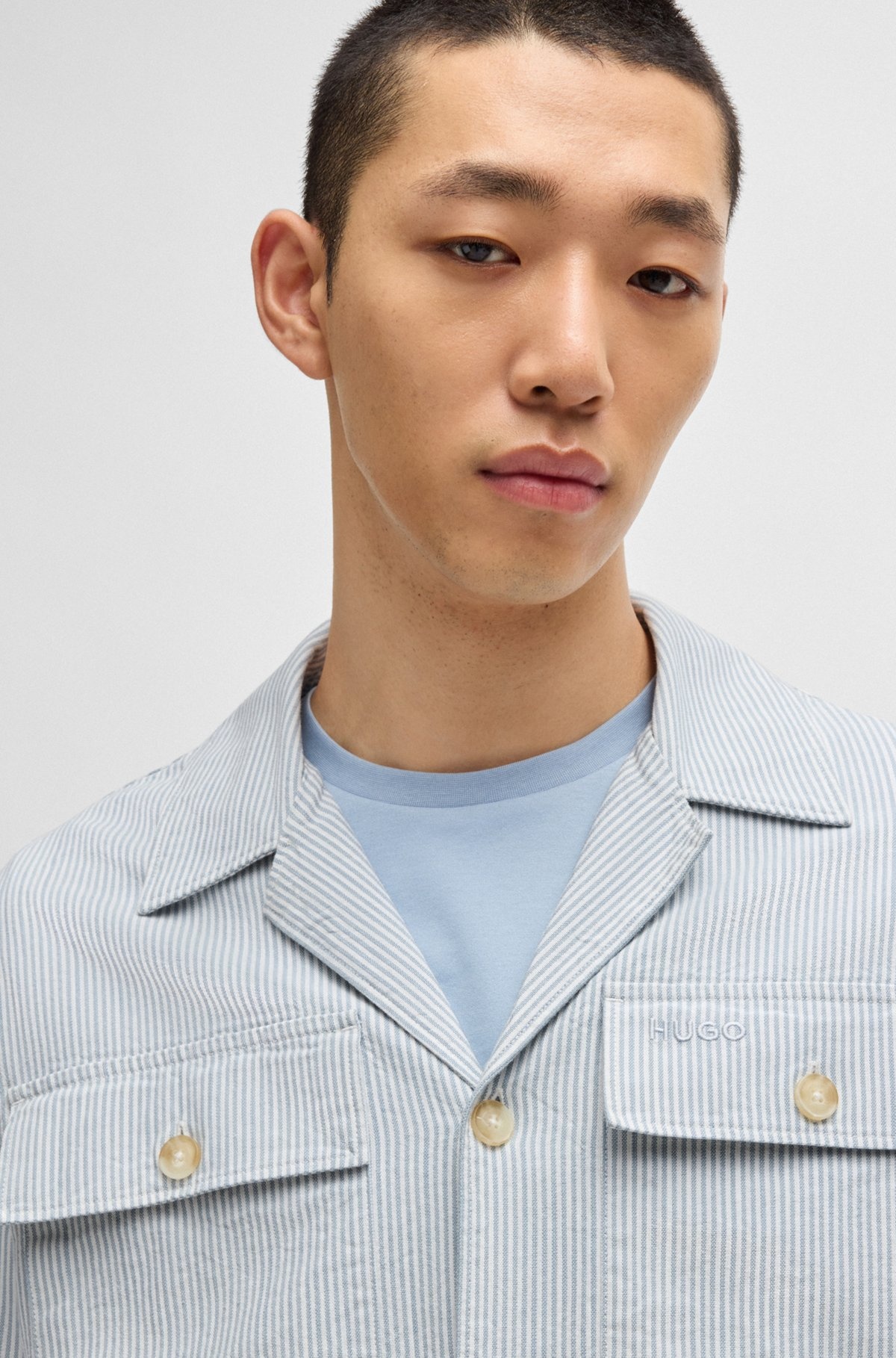 OVERSIZE-FIT OVERSHIRT IN A STRIPED OXFORD COTTON BLEND - 3