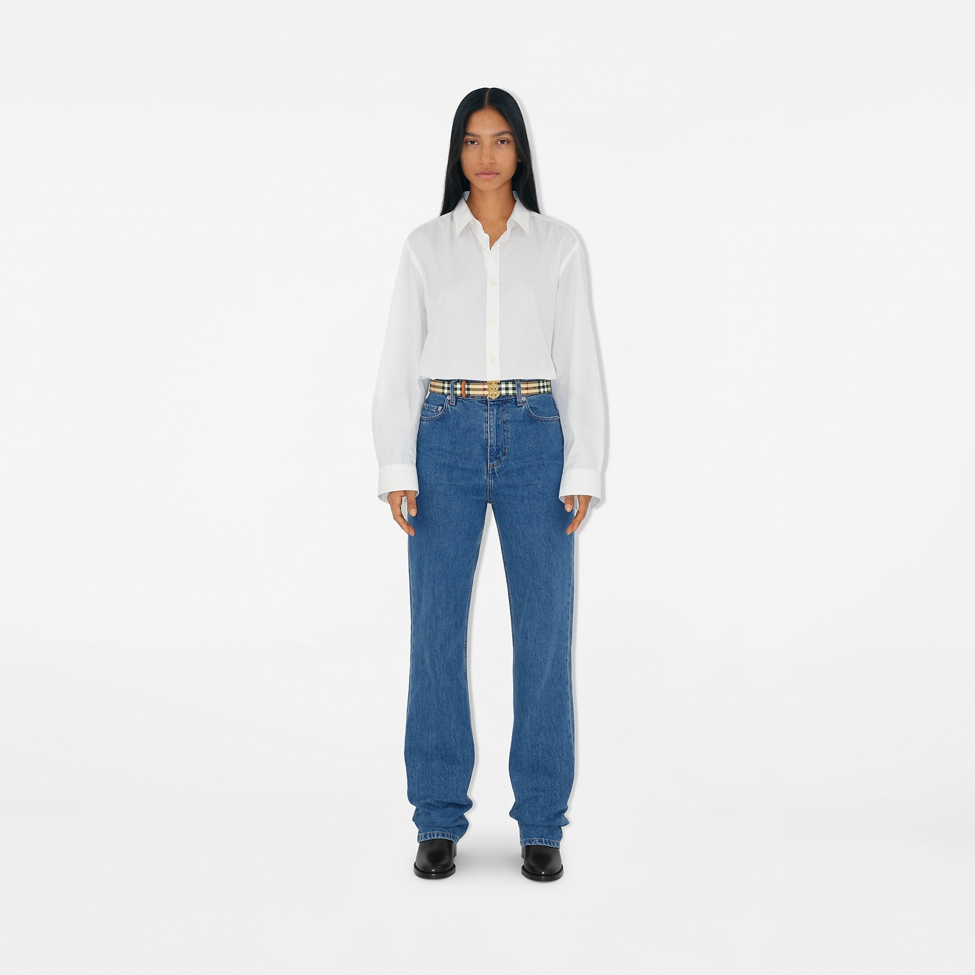 Check and Leather TB Belt - 2