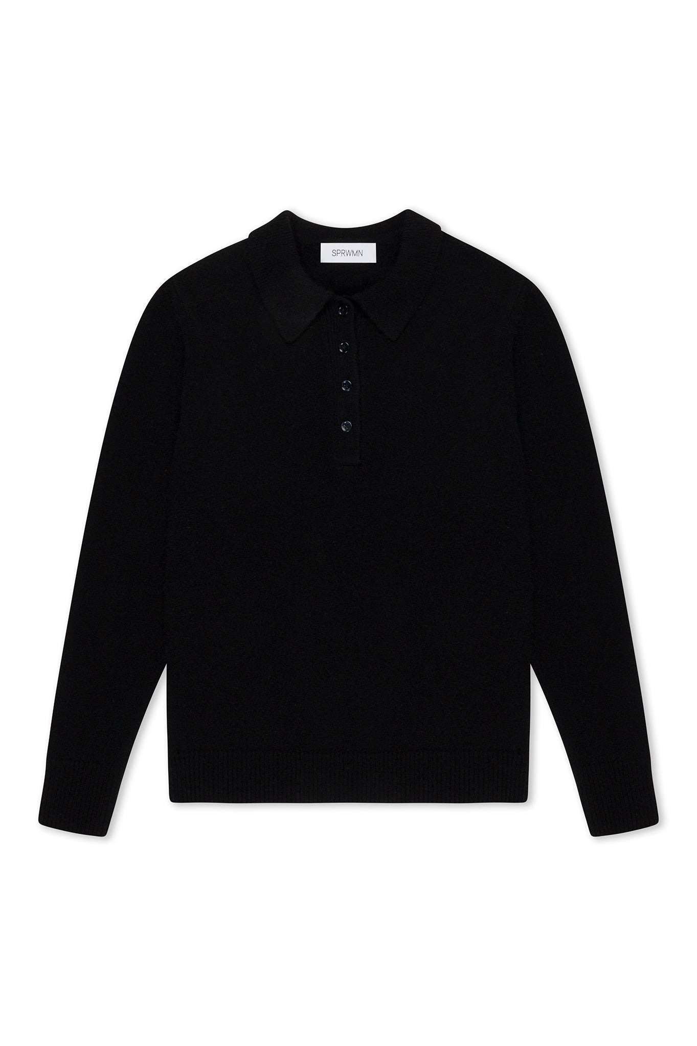 BLACK CASHMERE POLO SWEATER - 6