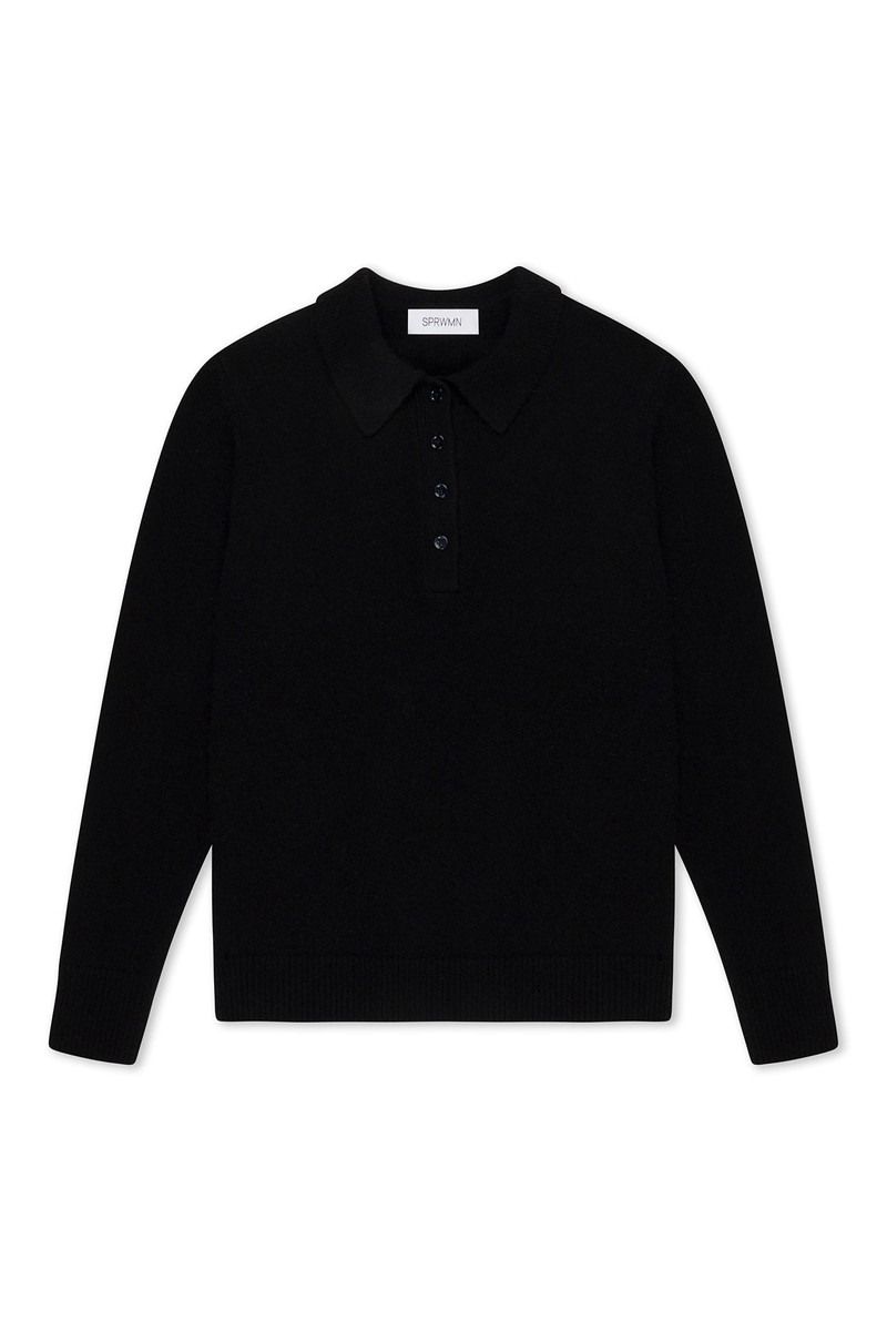 BLACK CASHMERE POLO SWEATER 6