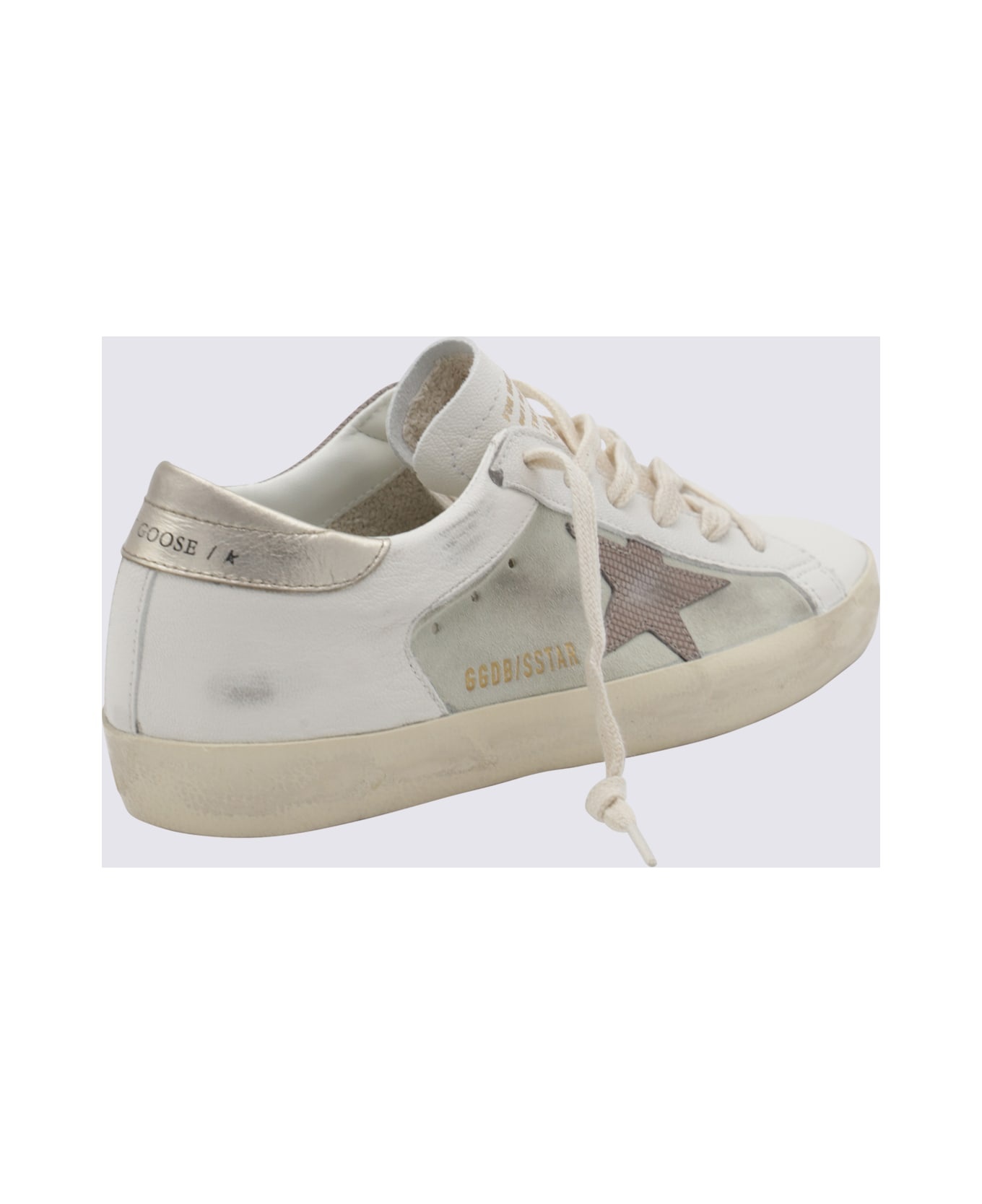 White And Gold Leather Superstar Sneakers - 2