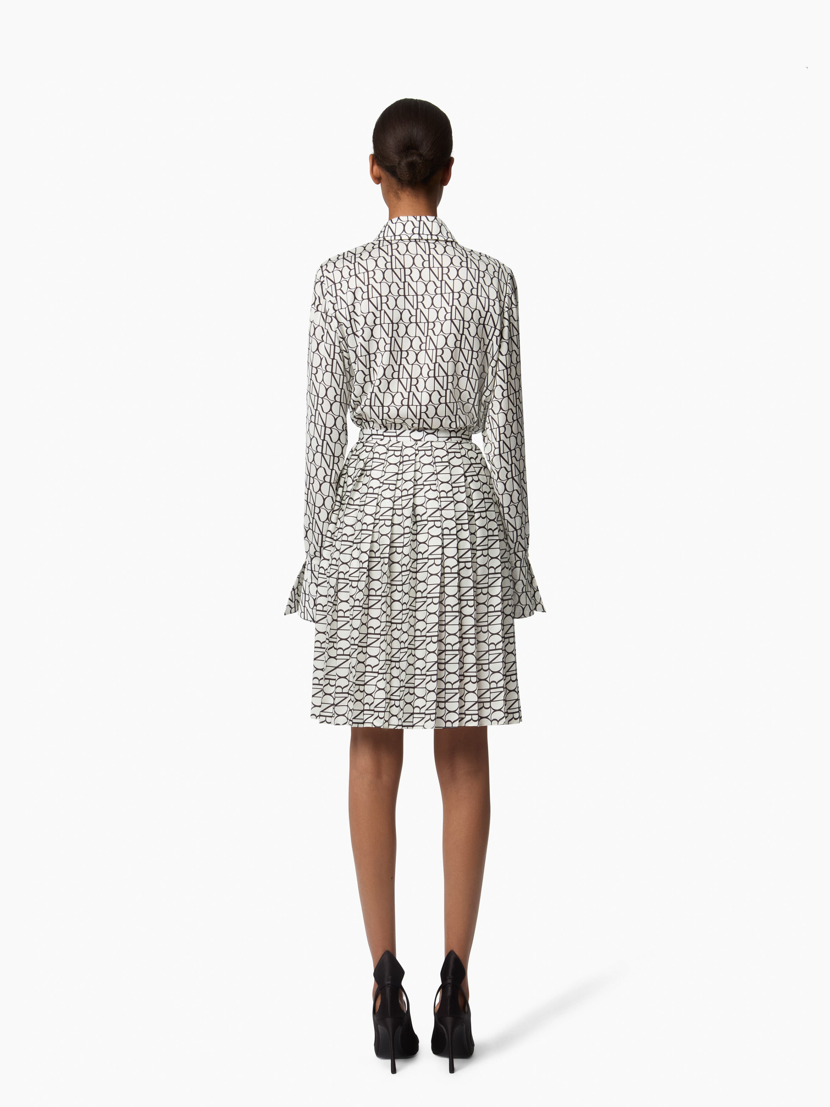Logo-Print Satin Skirt - 4