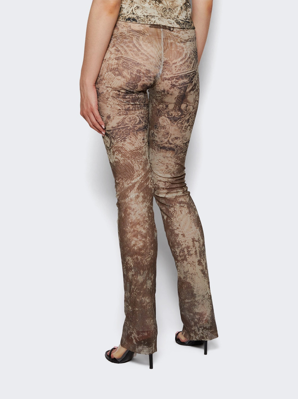 Mesh Trouser Beige Médaillon Print - 4