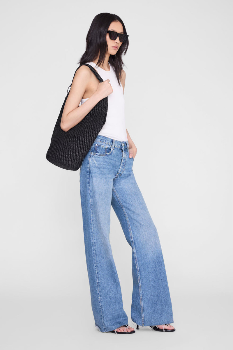 ANINE BING Leah Hobo Bag Plain Raffia - Black outlook