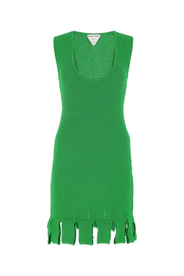 ワンピース BOTTEGA VENETA Grass Green Stretch Cotton Blend Mini Dress BOTTEGA VENETA/ Grass green stretch cotton blend mini dress