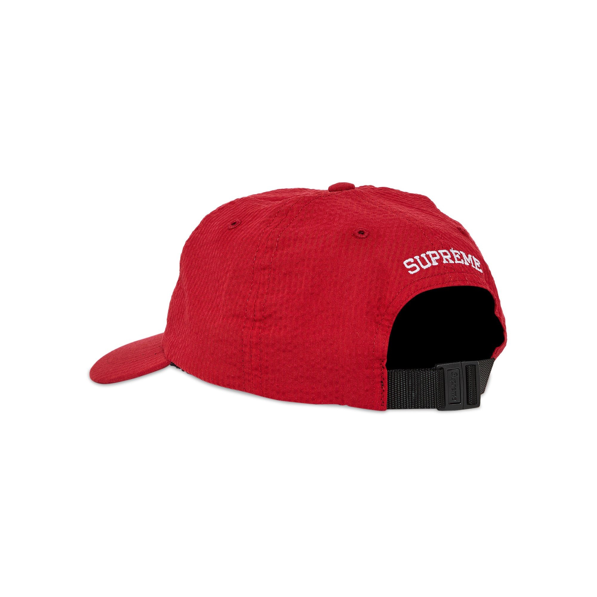 Supreme Seersucker S Logo 6-panel Red Supreme Seersucker S Logo 6