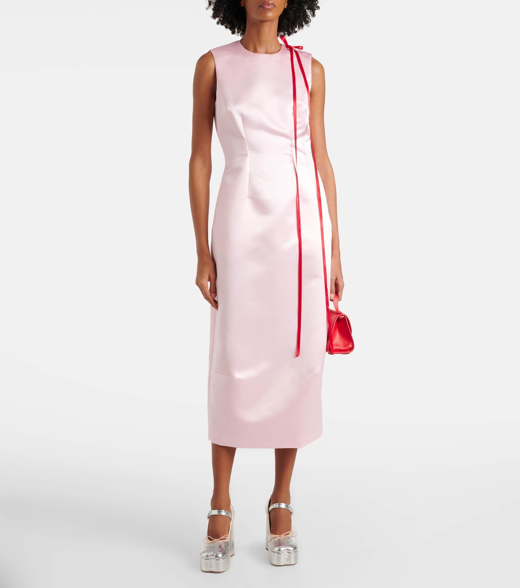 Bow-detail satin midi dress - 2