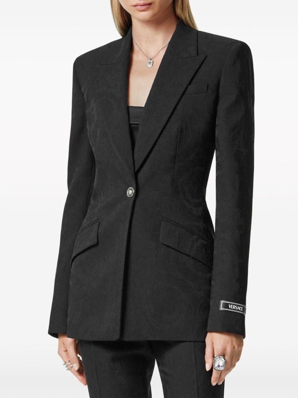 logo-appliquÃ© single-breasted blazer - 3