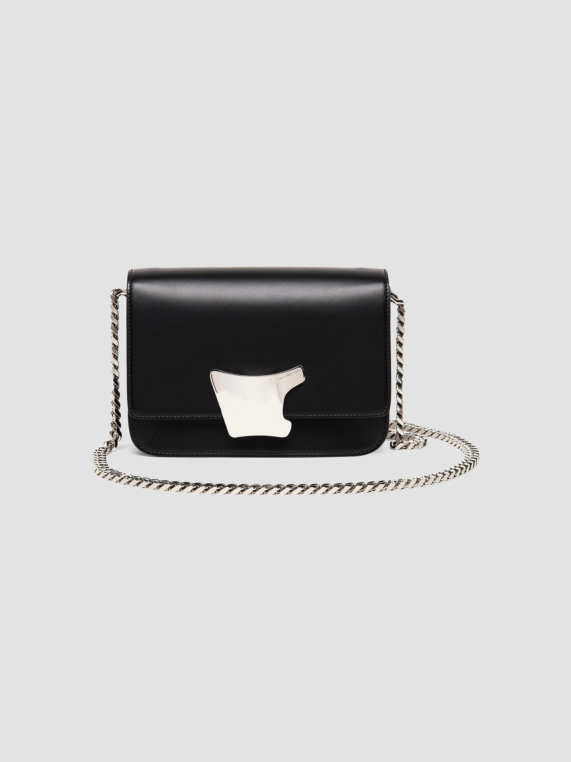 Women's Buckle-Detailed Leather Crossbody Bag - Black - 1
