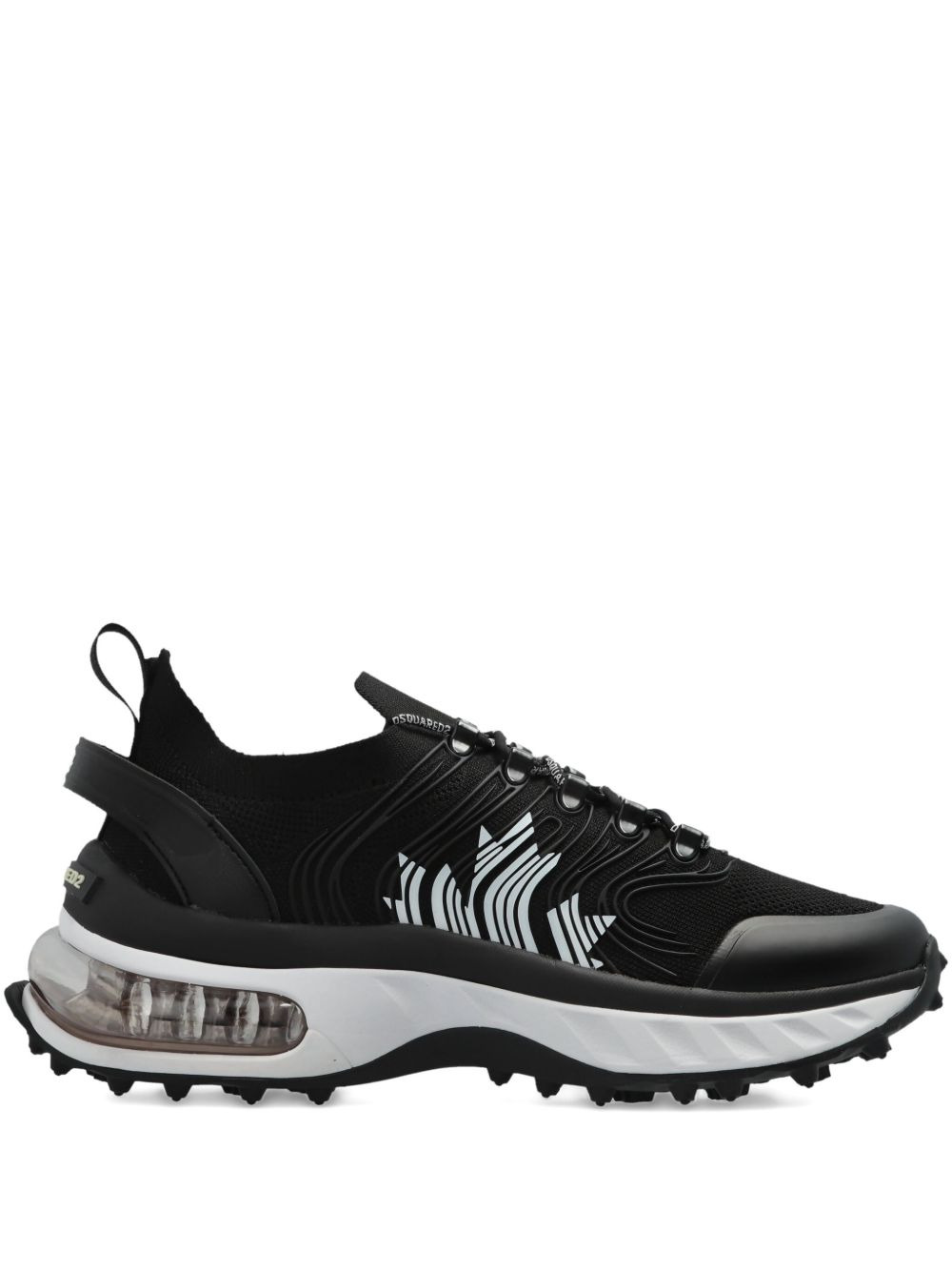 wave-pattern lace-up low-top sneakers - 1