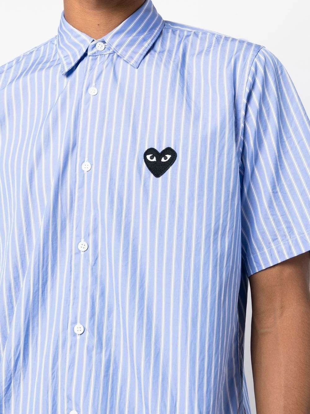 heart-patch striped shirt - 5